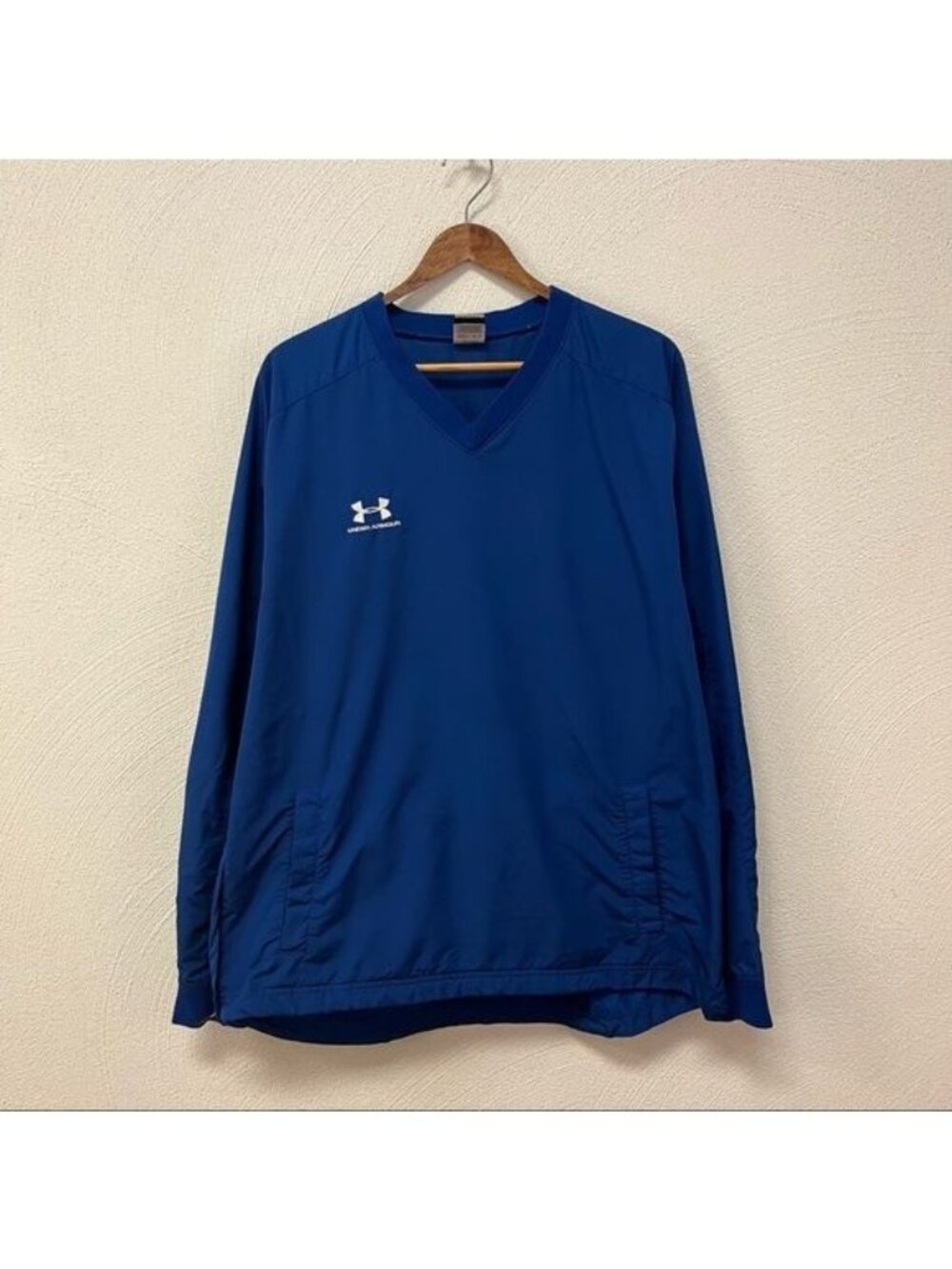 Under Armour Men’s V-Neck Pull Over Windbreaker Blue Sz Med